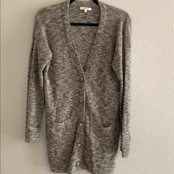 MADEWELL Marled Grey Grandfather Cardigan Sz S - Picture 2 of 6